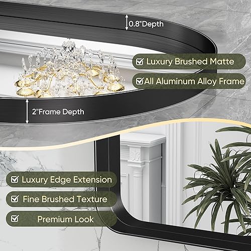 Miniatura 6 de Espejo de baño ovalado de 22 x 30 pulgadas, espejo ovalado dorado, espejo de tocador de baño con marco de metal, espejos de pared para dormitorio,