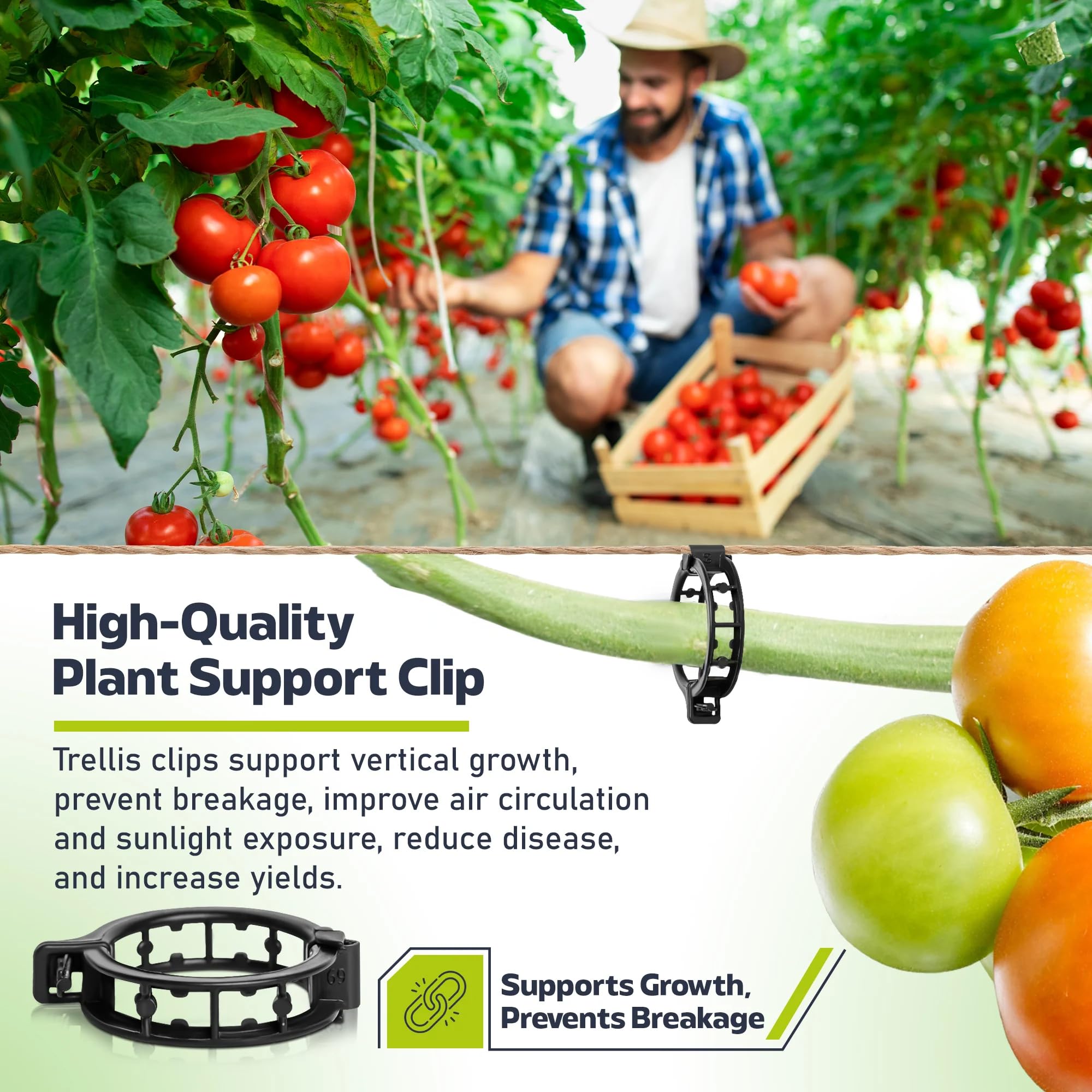 Paquete de 5 espaciadores para macetas con 50 clips, elevador de plantas resistente para drenaje y aireación del suelo, reduce la acumulación de agua y el contacto con las raíces, soporta hasta 75 kg