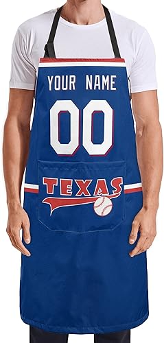 Miniatura 4 de ANTKING Delantal personalizado con bolsillo, regalo personalizado de cualquier nombre y cualquier número para padres y hombres fanáticos