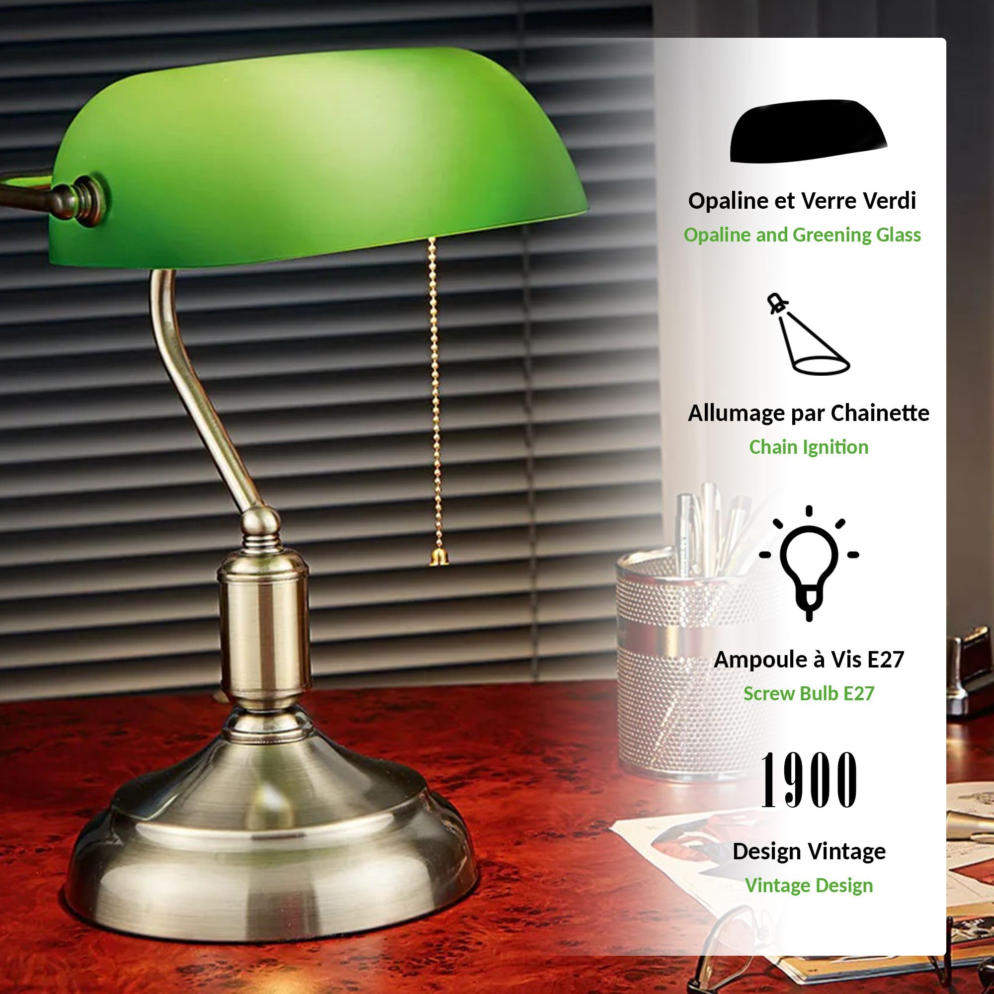 Lampe de bureau banquiers d'occasion - Décoration