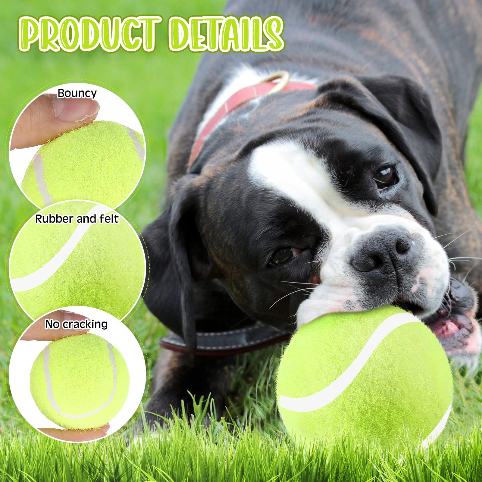 Balles De Tennis Pour Chien Lot De 18 - Diamètre 5 Cm, Caoutchouc Souple, Pour Jeu Et Entraînement