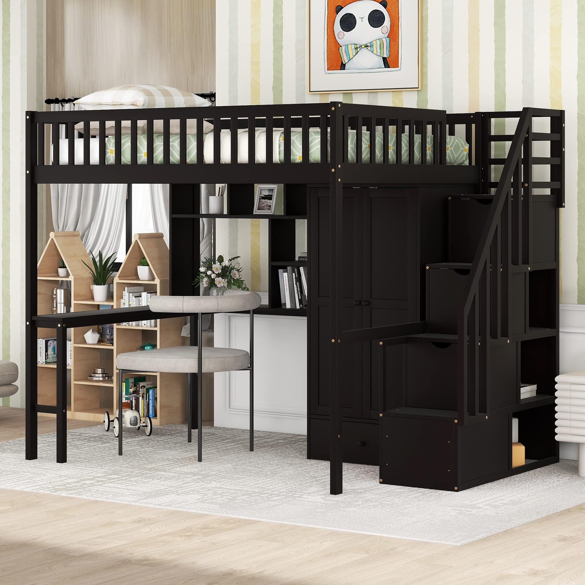 Solid Wood Full Size Loft Bed