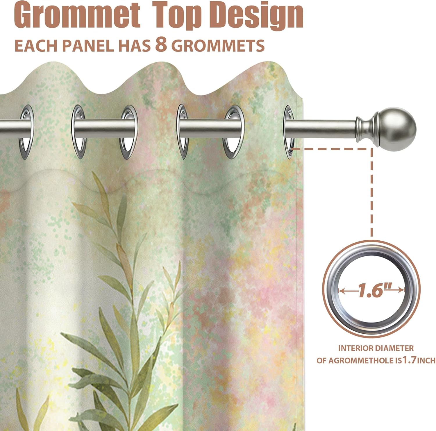 Spring Floral Blackout Curtains, Colorful Flower Butterfly Wildflower Watercolor for Women Window Drapes for Bedroom Living Room, 63 inch Length 2 Panels Set 63 in x 52 in