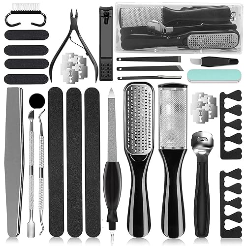 36 in 1 Pedicure Kit, Professional Pedicure Tools Foot Rasp Foot Dead Skin Remover for Home & Salon Care - Black