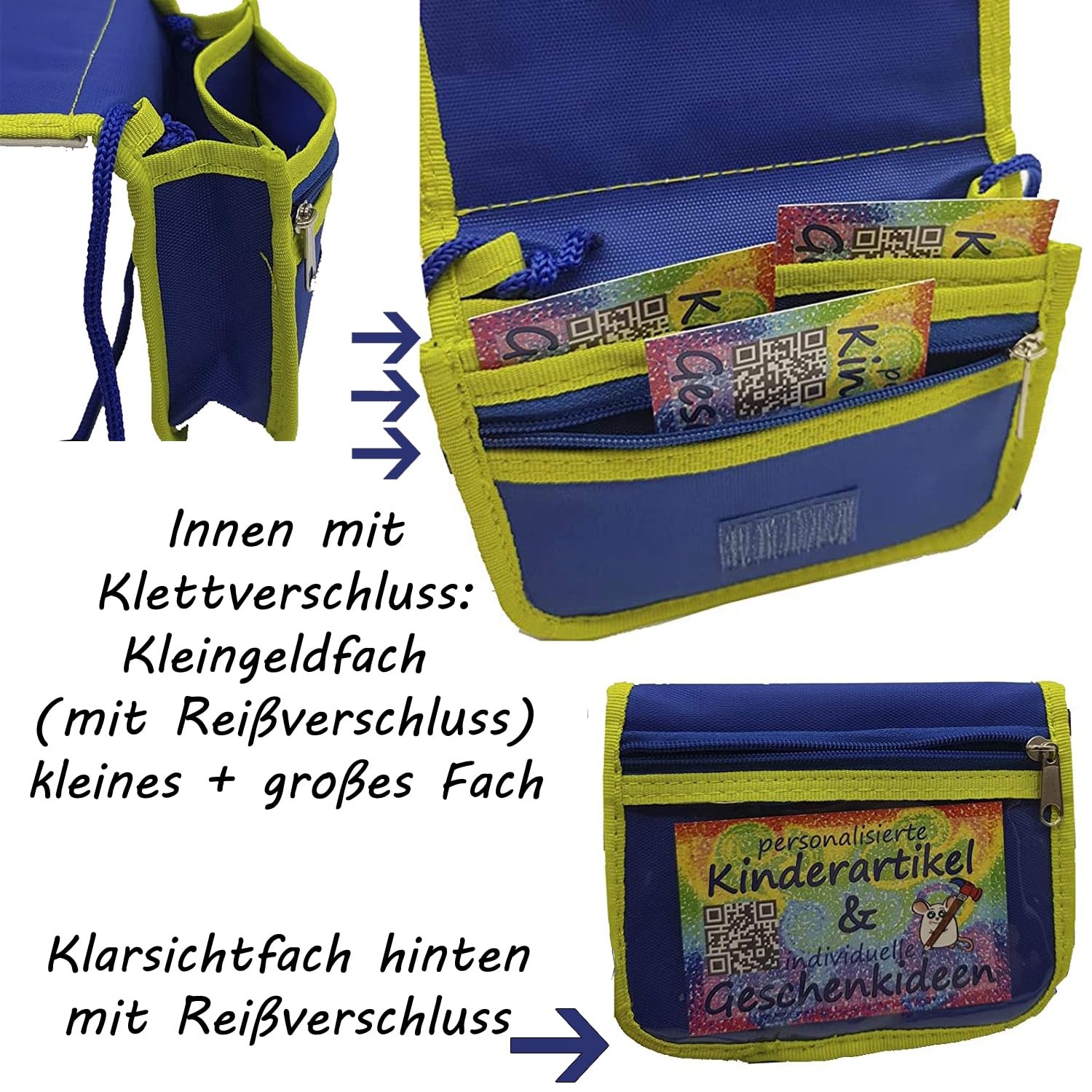 Kinder Brustbeutel Schildkröte mit Name und Schriftartwahl | Klettverschluss, Schnur zum Umhängen, Klarsichtfach, Personalisiert