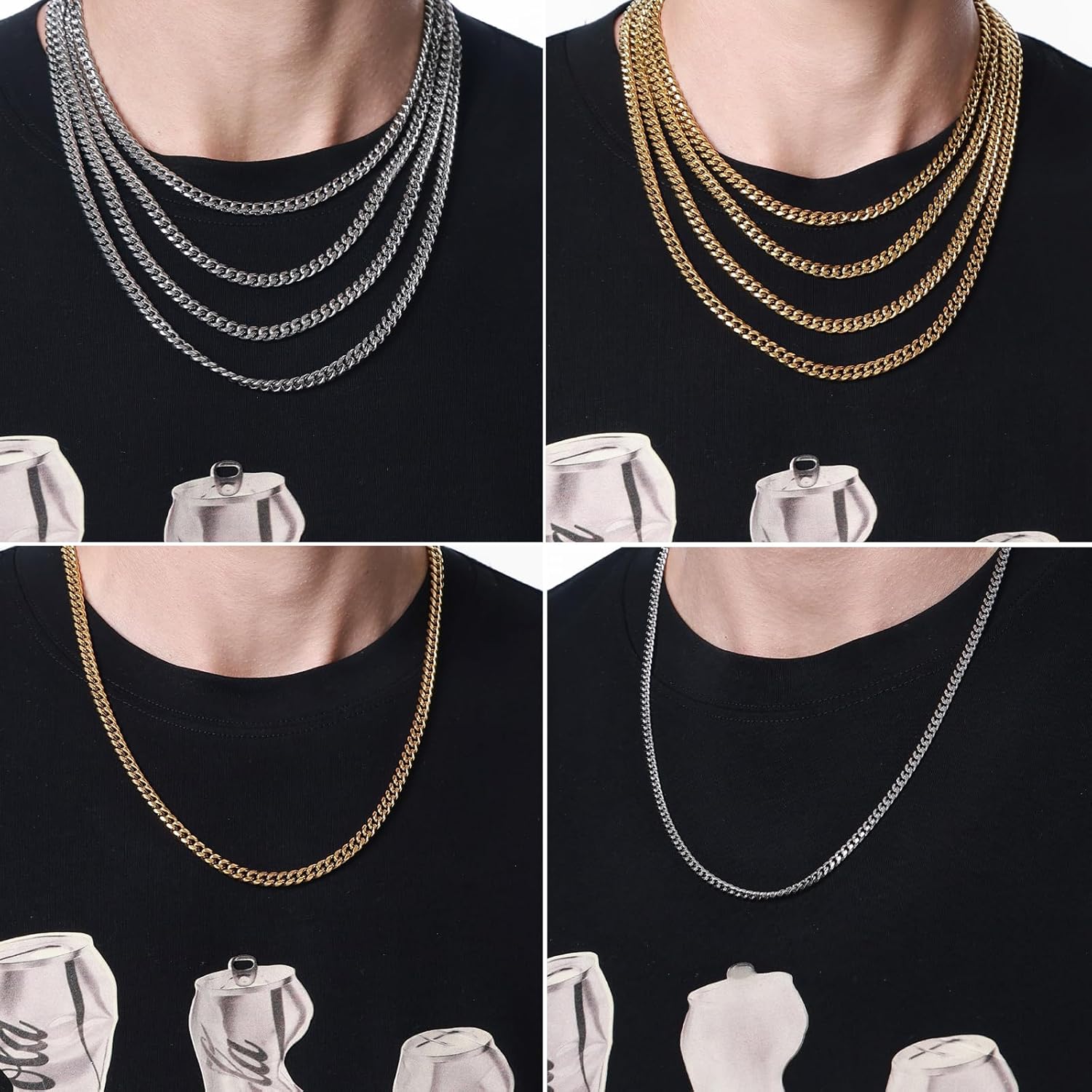 Mens Jewelry Stainless Cuban Link Chain,Gold/Silver Miami Cuban Chain Necklace, 4mm/6mm Width, No Tarnish & Durable Hip Hop, 18in/20in/22in/24in, Necklace with Gift Box - Image 4