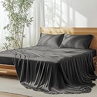 Vista 1 de JSELF Juego de sábanas de viscosa de bambú tamaño matrimonial, 4 piezas, 100% viscosa de bambú orgánico, percal de 400 hilos, refrescante y Gris