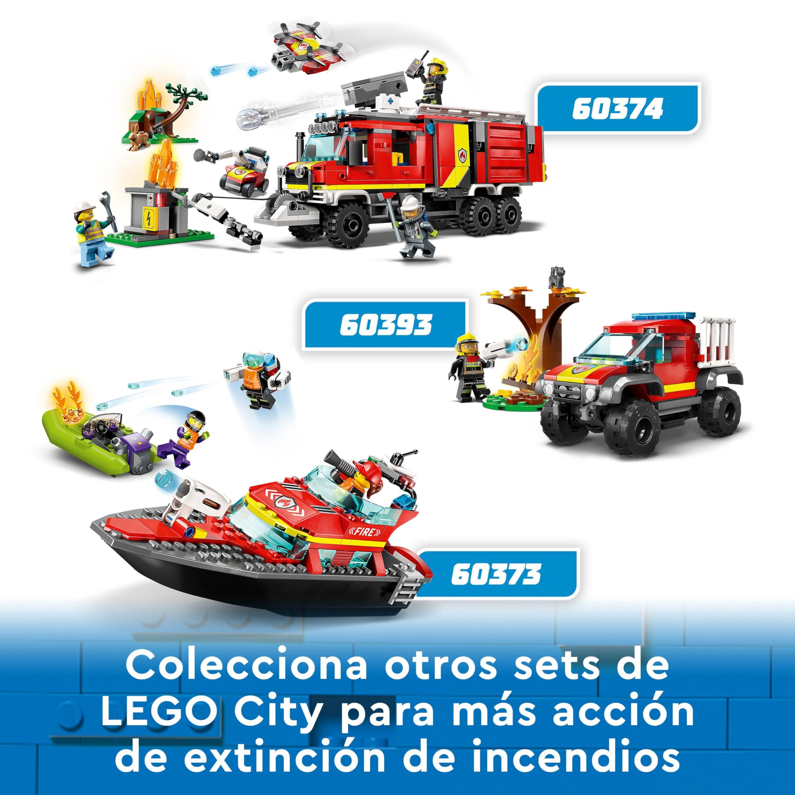 LEGO City Unidad Móvil de Control de Incendios, Camión de Bomberos de Juguete, Drones y 3 Minifiguras, Vehículos de Emergencia para Niños y Niñas de 6 Años o Más 60374