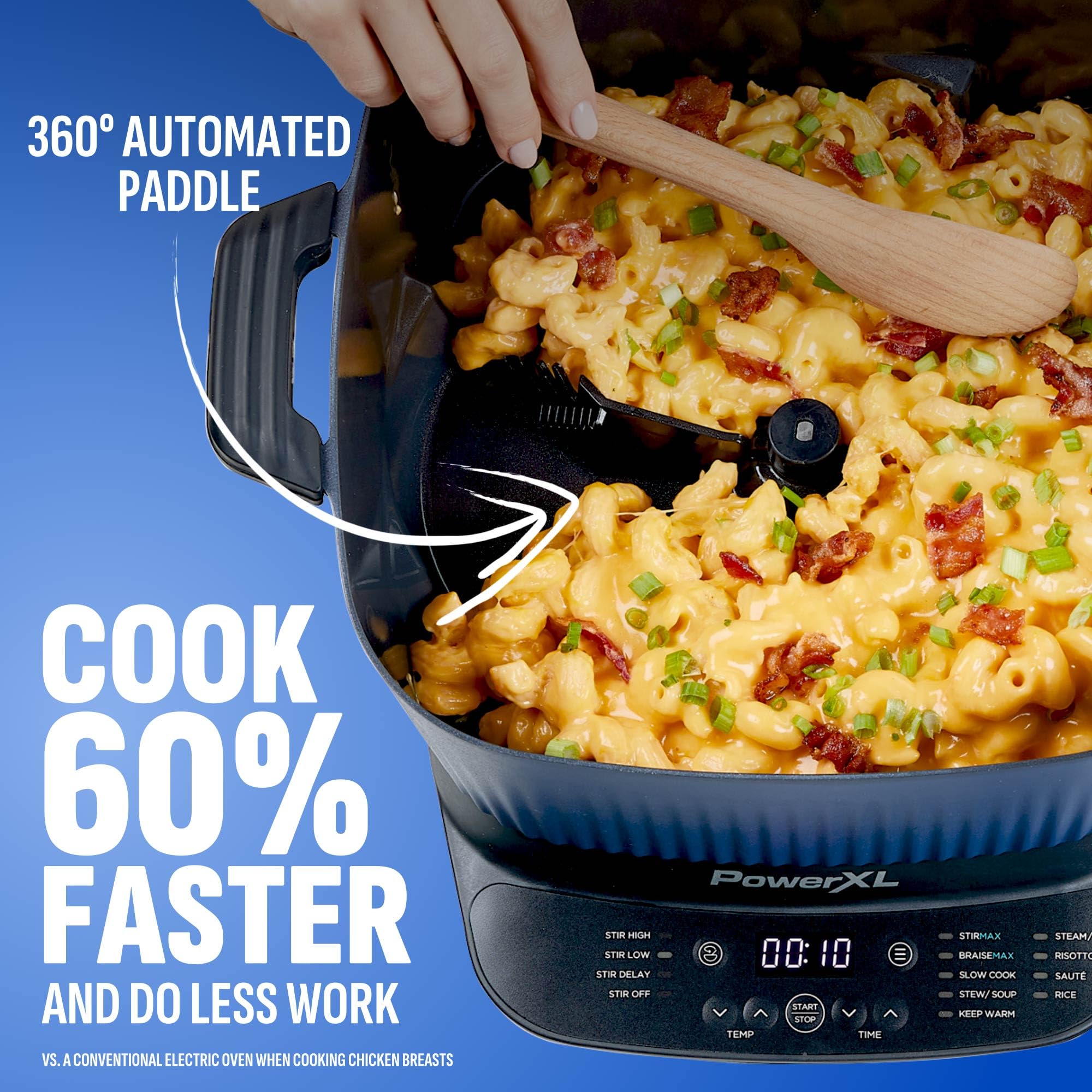 STIRMAX™ - Multicooker digitale blu notte con tavolozza automatica di agitazione e triturazione, preimpostazioni programmabili 9 in 1 per saltare, raschiare e caffè prima della cottura