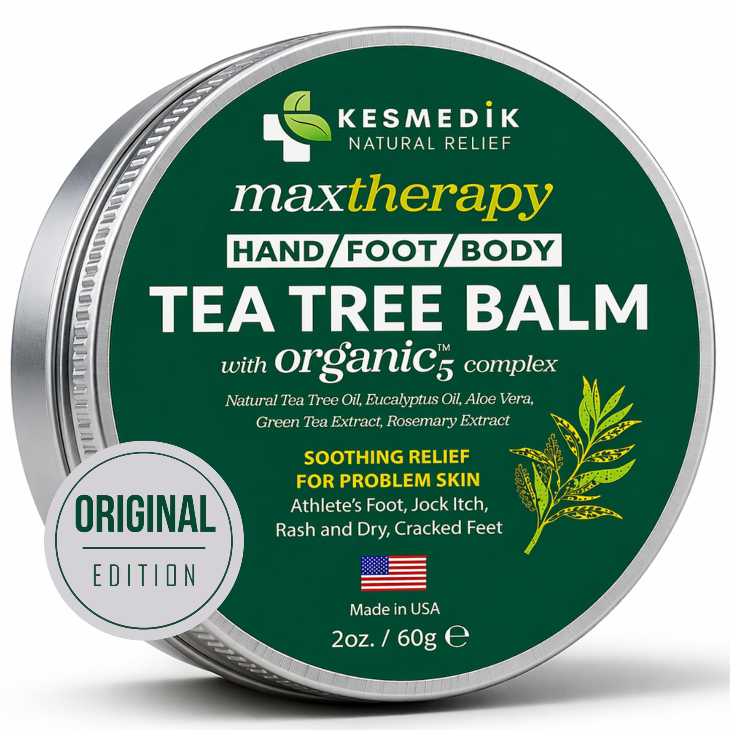 KESMEDIK Tea Tree Oil Balm for Skin, Soothes 2 Ounce (Pack of 1),