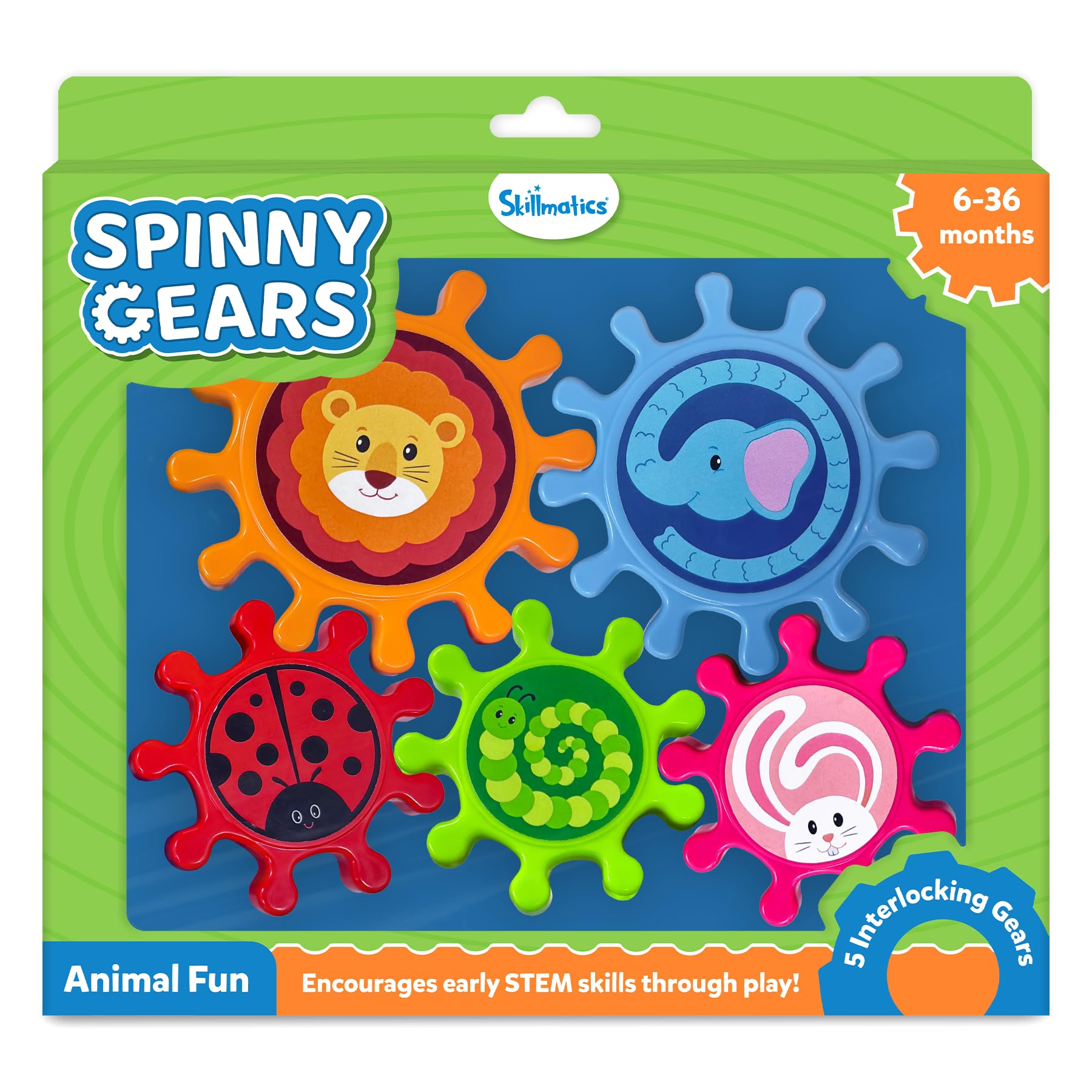Skillmatics Spinny Gears for Babies - Fun Interlocking Spinning Gears, STEM & Sensory Toy, Suction Spinners for Windows, Table, Bath, Travel Toy, Gifts for Infants & Toddlers 6-36 Months, Set of 5-image-45