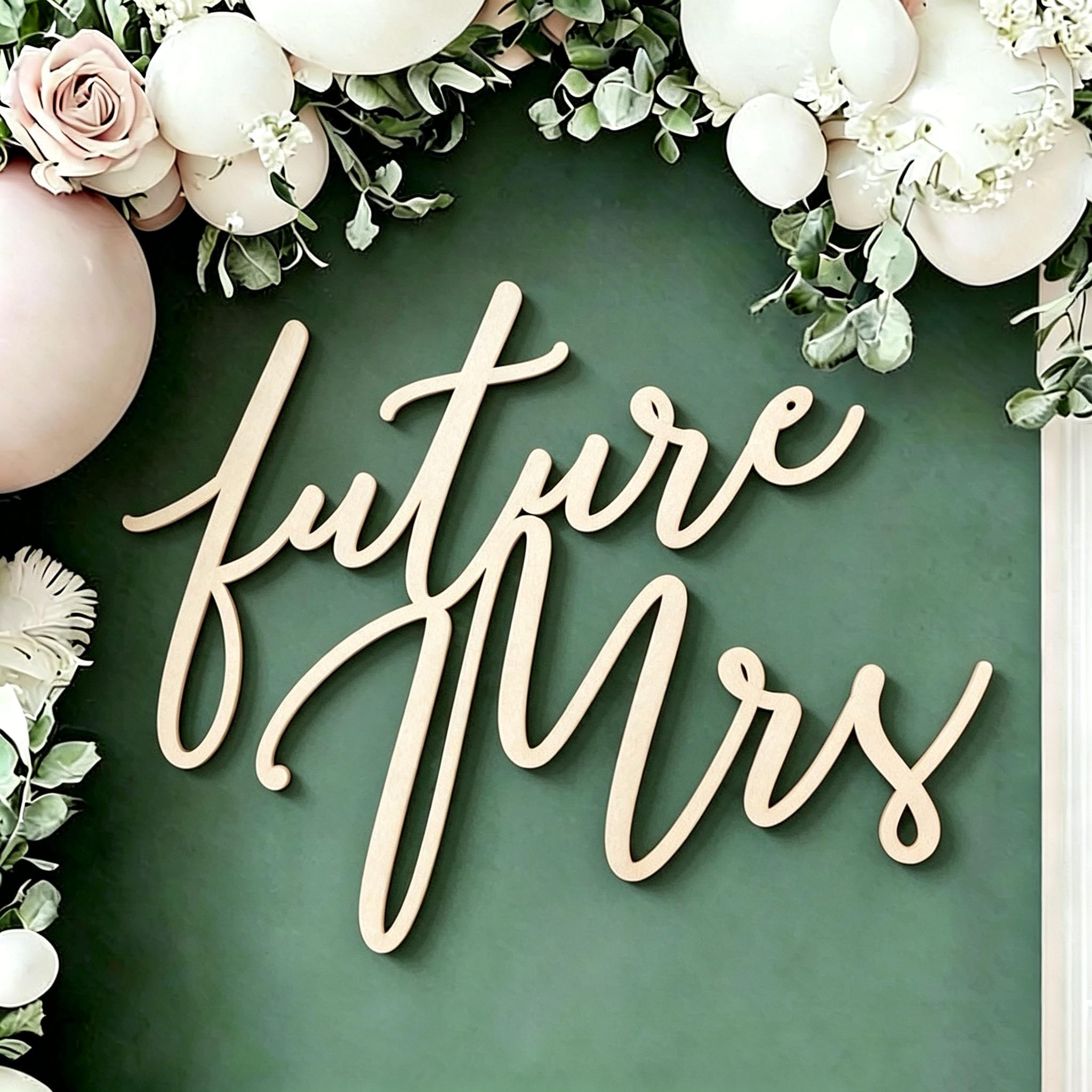 Future Mrs Sign for Backdrop,Bridal Shower Backdrop Sign, Miss to Mrs Wood Sign for Bachelorette Party Decor,Engagement Wedding Bridal Shower Party Supplies