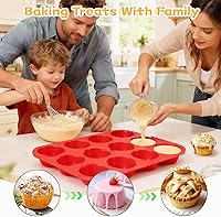 Vista 4 de Molde de silicona para magdalenas, mini molde para magdalenas, 12 tazas regulares y mini 24 tazas de lata para magdalenas, juego de 2 para hornear