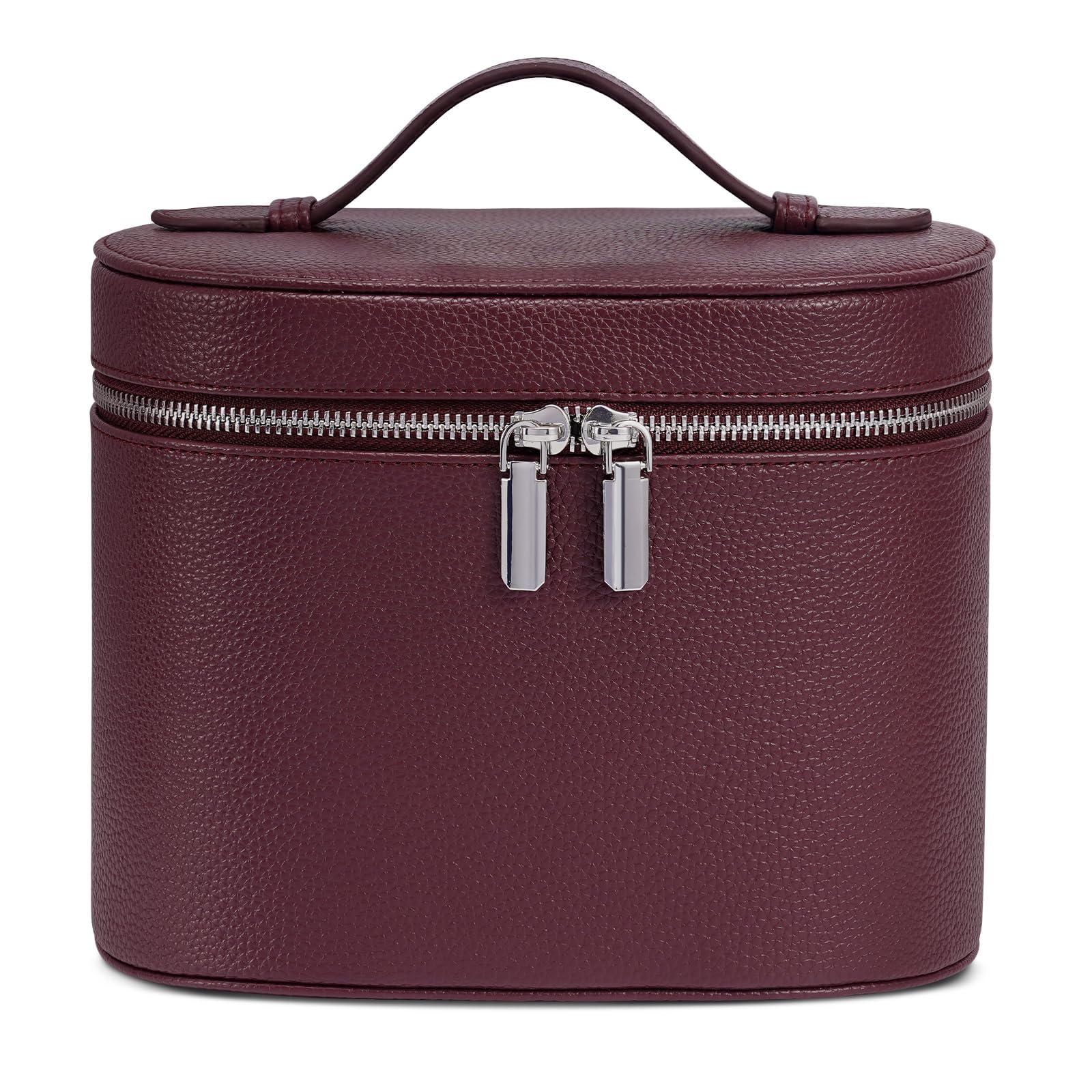 Kosmetiktasche Damen, Make Up Tasche für Frauen, Reise Leder Kosmetikkoffer Schminktasche Hartschale, Travel Makeup Bag Cosmetic Case mit Fächern und Griff