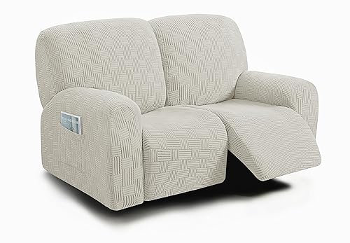 Reclining Loveseat Slipcover, 48" - 65" L, 6-Piece Jacquared Stretch