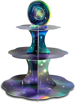 Decor365 Galaxy Shoting Star Cupcake Stand Space Cake Decorations for Starry Night Birthday Party Decoration Planet Celestial Bridal Baby Shower Wedding Anniversary Birhtday Party Supplies