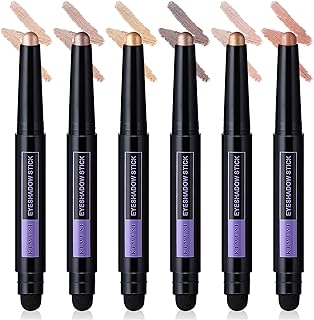 KIMUSE 6PCS Shimmer Cream Eyeshadow Stick,Brightener Eyeshadow Pencil Crayon,Waterproof Eye Shadow Stick Sets with Crease-proof, Smudge-proof and Long Lasting Eye Shadow Make Up