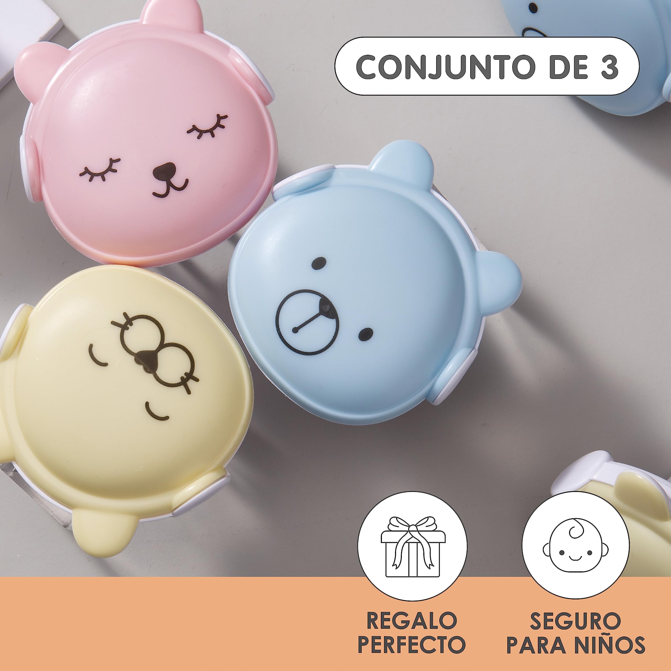 BRUNOKO Set 3 Ositos - Luz Nocturna Infantil con Sensor - quitamiedos Pared - Ideal para Habitación, Pasillos y Baño - Suave Luz de Noche para Niños - Fácil de Usar con Enchufe
