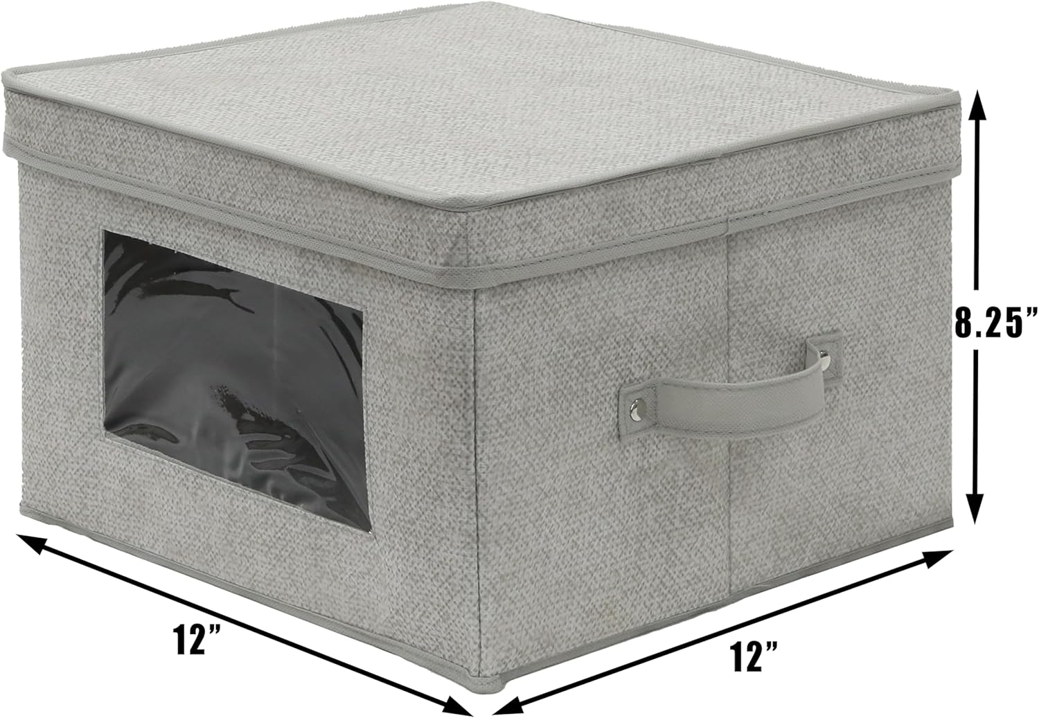 Simple Houseware Storage Bin with Clear Window, Handles and Lid, 3 Pack, Grey