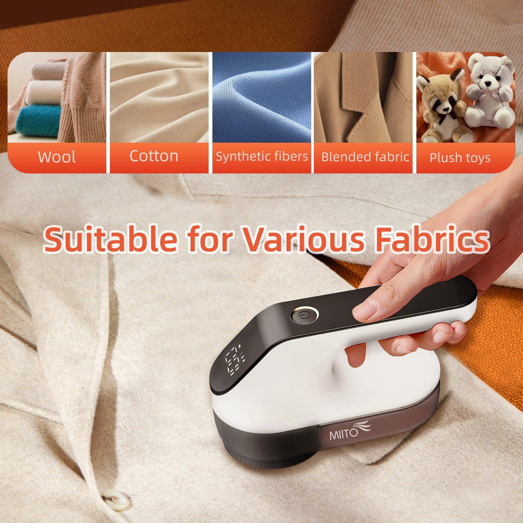 MIITO Fusselentferner Wiederaufladbarer Stoffrasierer, Fuzz Remover, effektiv schnell Fuzz, Pillen für Kleidung Pullover Couchdecke