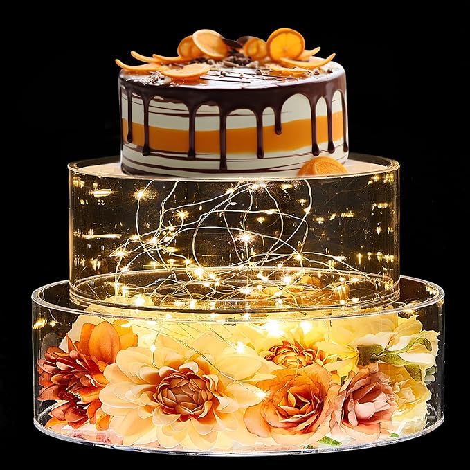 Amazon.com: Sunnyray 2 Pcs Acrylic Cake Stands for Dessert Table Clear ...