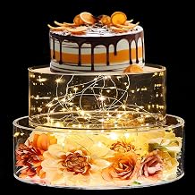 Sunnyray 2 Pcs Acrylic Cake Stands for Dessert Table Clear Fillable Cake Riser Cupcake Tier with LED Strings for Birthday Wedding Holiday Party Display6, 8