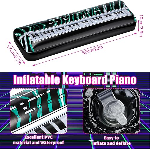 Miniatura 3 de Leyndo 2 piezas de teclado inflable, piano, estrella de rock, juguetes inflables para fiestas, teclado eléctrico inflable, piano rock and roll,
