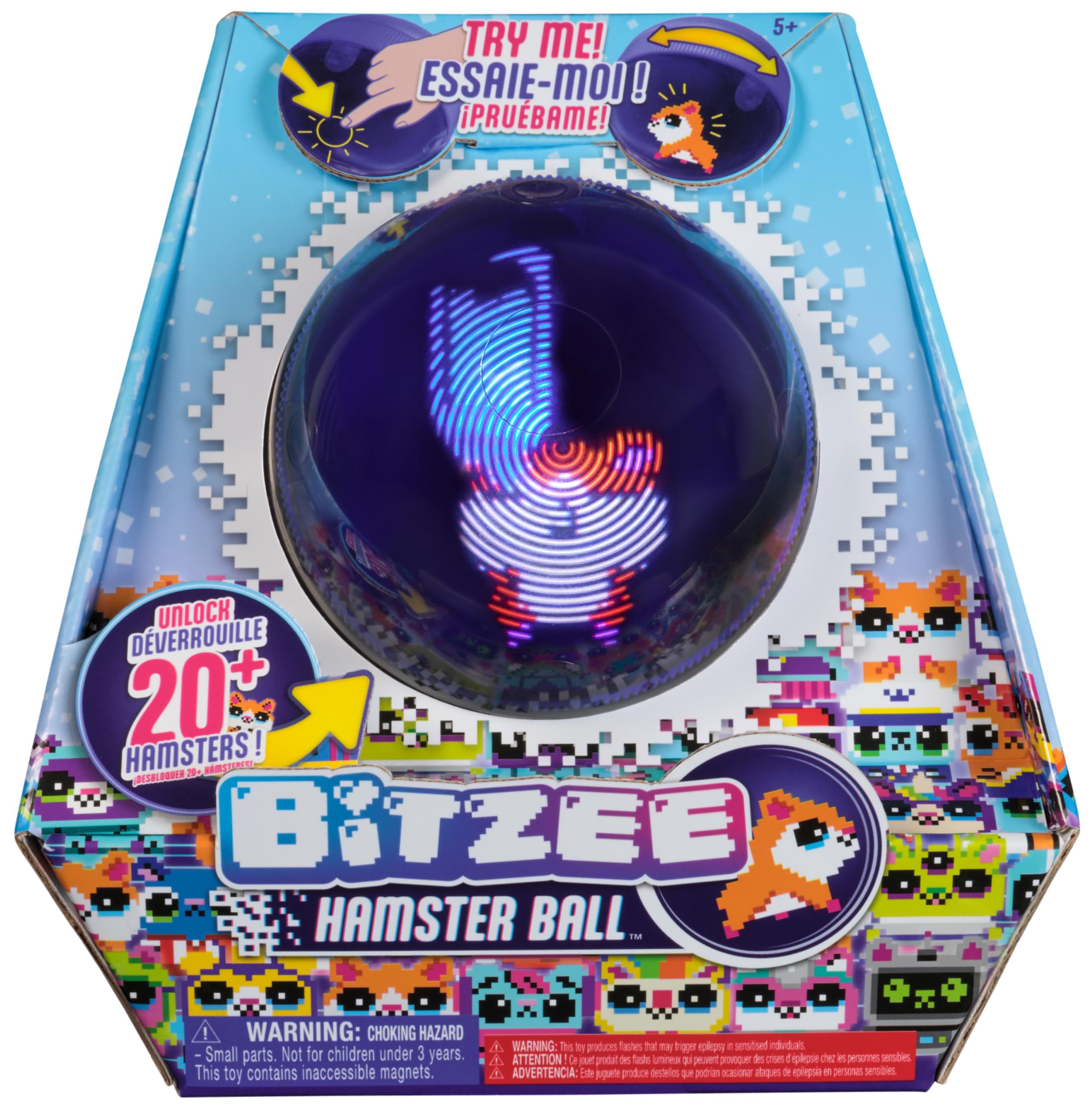 Bitzee - Mascota Digital Hamster Ball - Mascota Virtual con 20 Hamsters - Mascota Interactiva Que Rueda y Reacciona al Tacto con Interacciones y Sonidos - Juguetes Niños 5 Años +