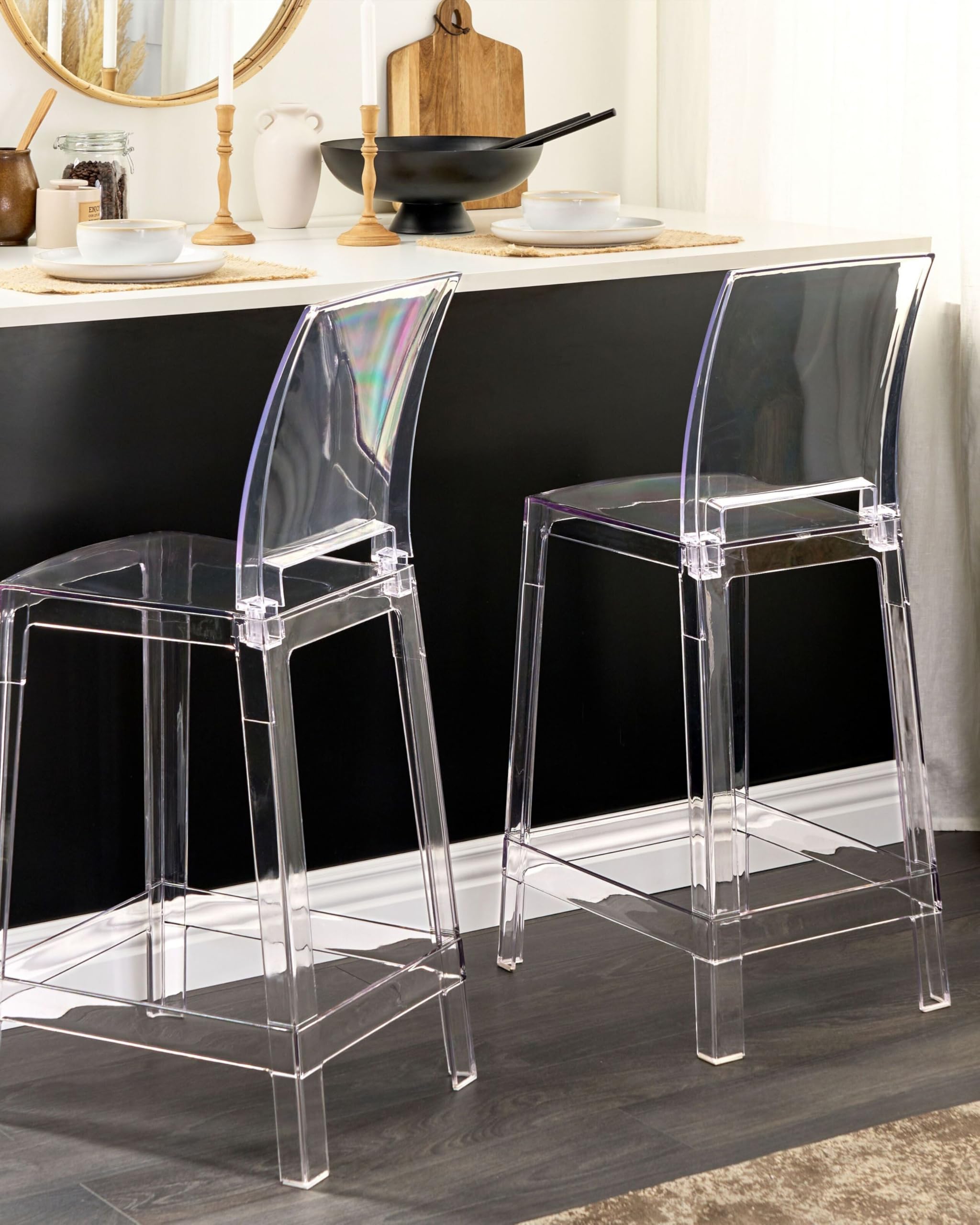 Beliani Lot de 2 chaises de bar en cuir PU marron doré VALETTA II | Leroy Merlin