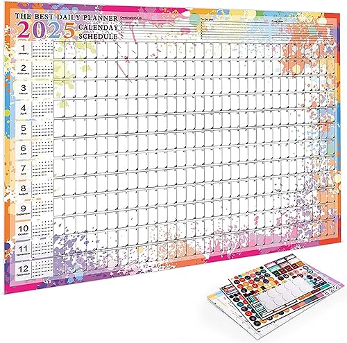 Reofrey 2025 Yearly Planner Schedule Calendar Full Year Calendar One Page, 29.2" X 20.7" Annual Year Round Large Wall Calendar, Thick Paper Poster