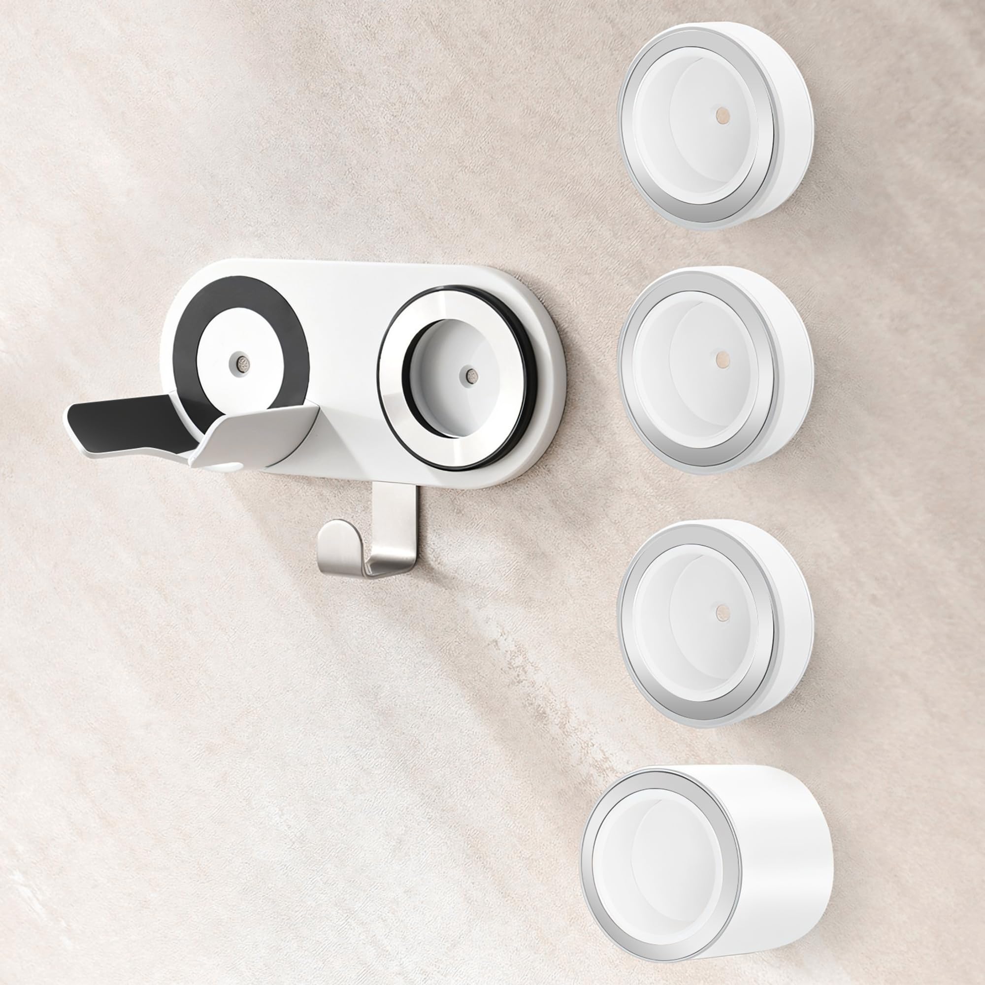 Foyer Nuage Support Mural Sèche-Cheveux Dyson - Rangement Alliage Aluminium Blanc Avec Crochet Câbles