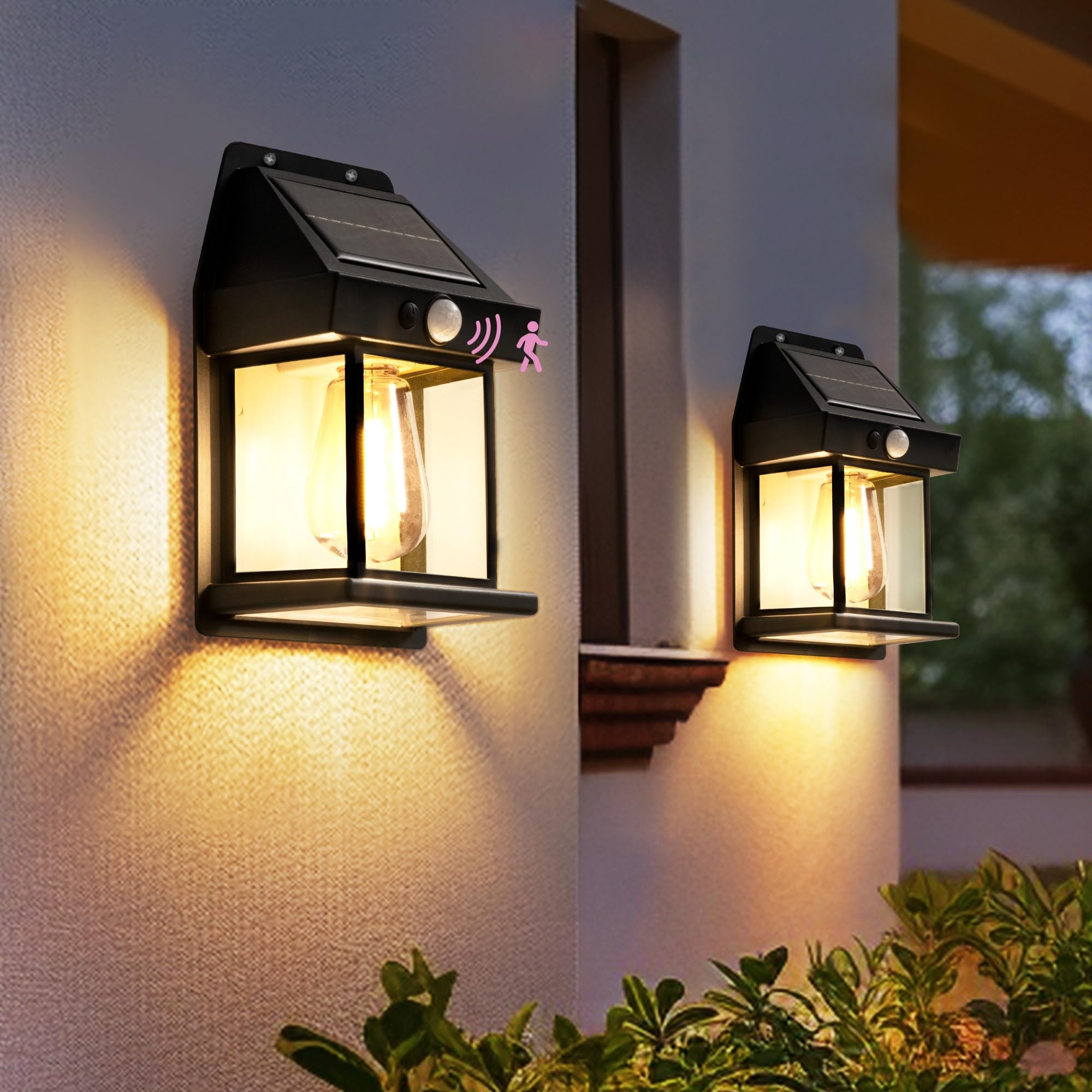 NEXILA Solar Wall Lights Outdoor, Wireless Dusk to Dawn Porch Lights Fixture with 3 Modes & Motion Sensor, Waterproof Exterior Lighting with Clear Panel for Patio, Garage, Shed (Black, Pack of 1) (B0DDHXCVQQ) Amazon Price History, Amazon Price Tracker