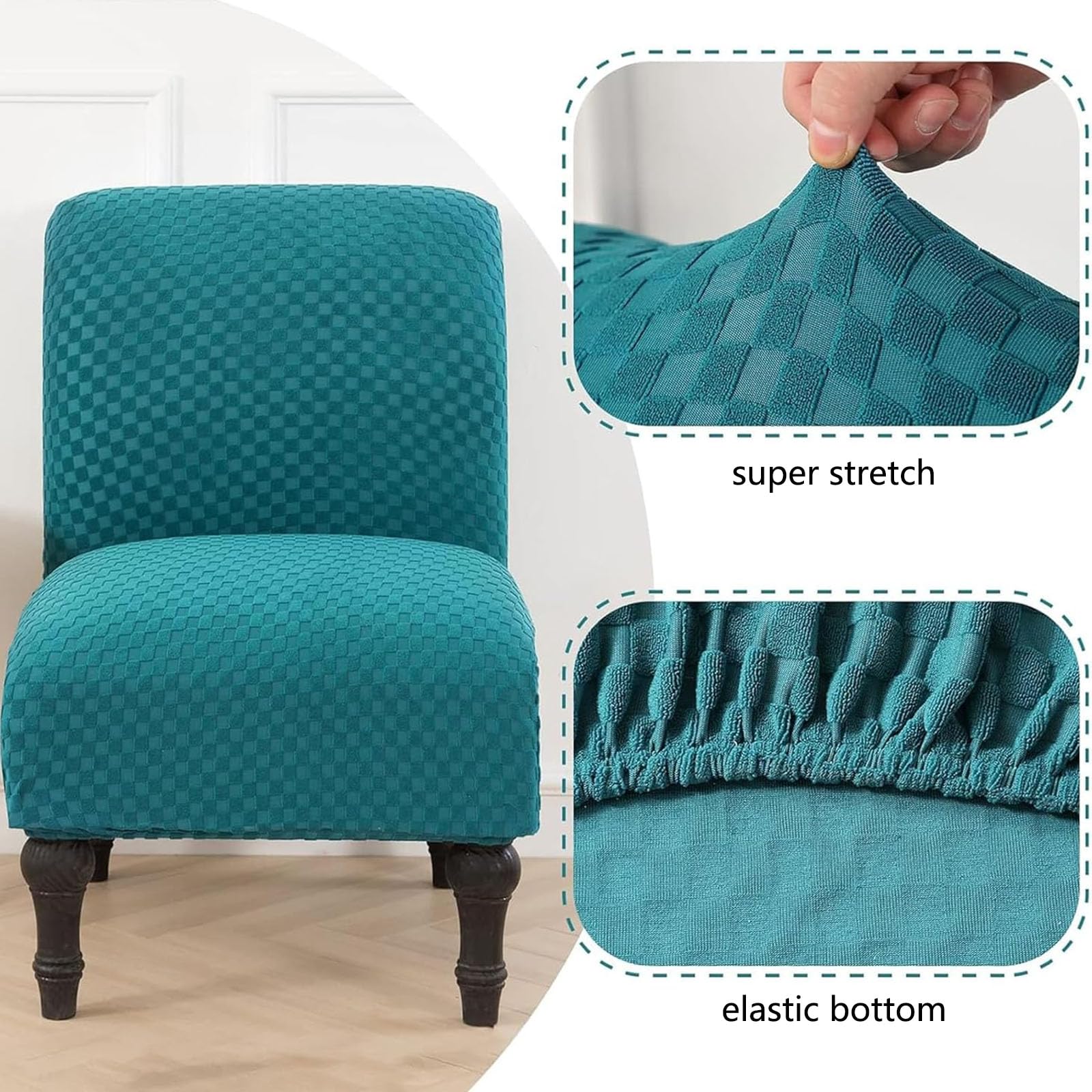 Elastyczny Pokrowiec Na Krzesła Bez Podłokietników, Krzesło Akcentowe Z Poliestru I Spandexu Do Salonu, Jadalni, Hotelu, Czarny(Light Gray,2 Pieces)