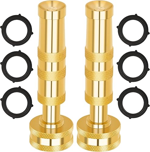 AUTOMAN Boquilla de latón para manguera – Paquete de 2 boquillas de chorro de alta presión, rociador de alta resistencia para mangueras de jardín,