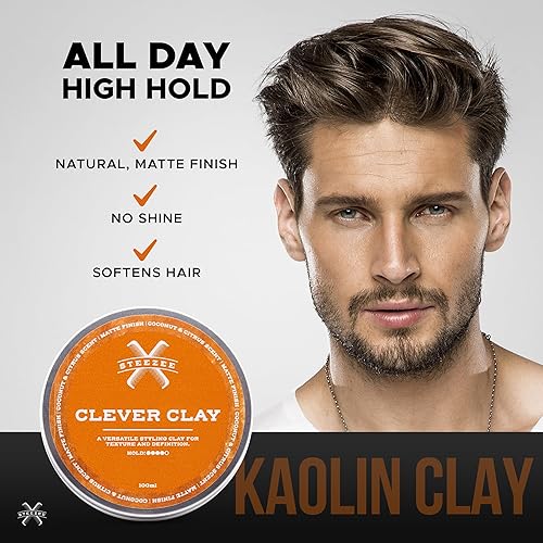 Miniatura 2 de Steezee Clever Clay - Arcilla para el cabello con acabado natural para hombres - Todo tipo de cabello - Reelaborable todo el día - Libre de crueldad