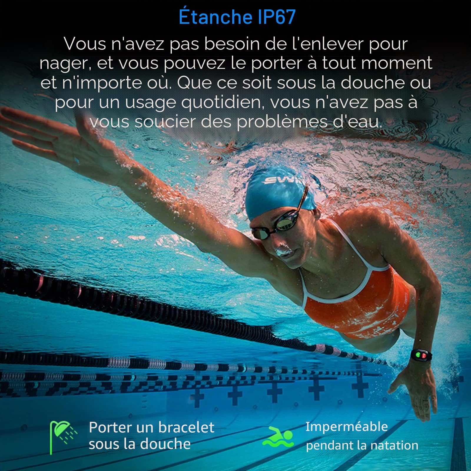 Bracelet Sos Montre De Téléphone Étanche Intelligente Anti-Perte Tracker GPS avec Détecteur de Chute Bouton Panique SOS Téléphone étanche pour Android iOS (Noir)