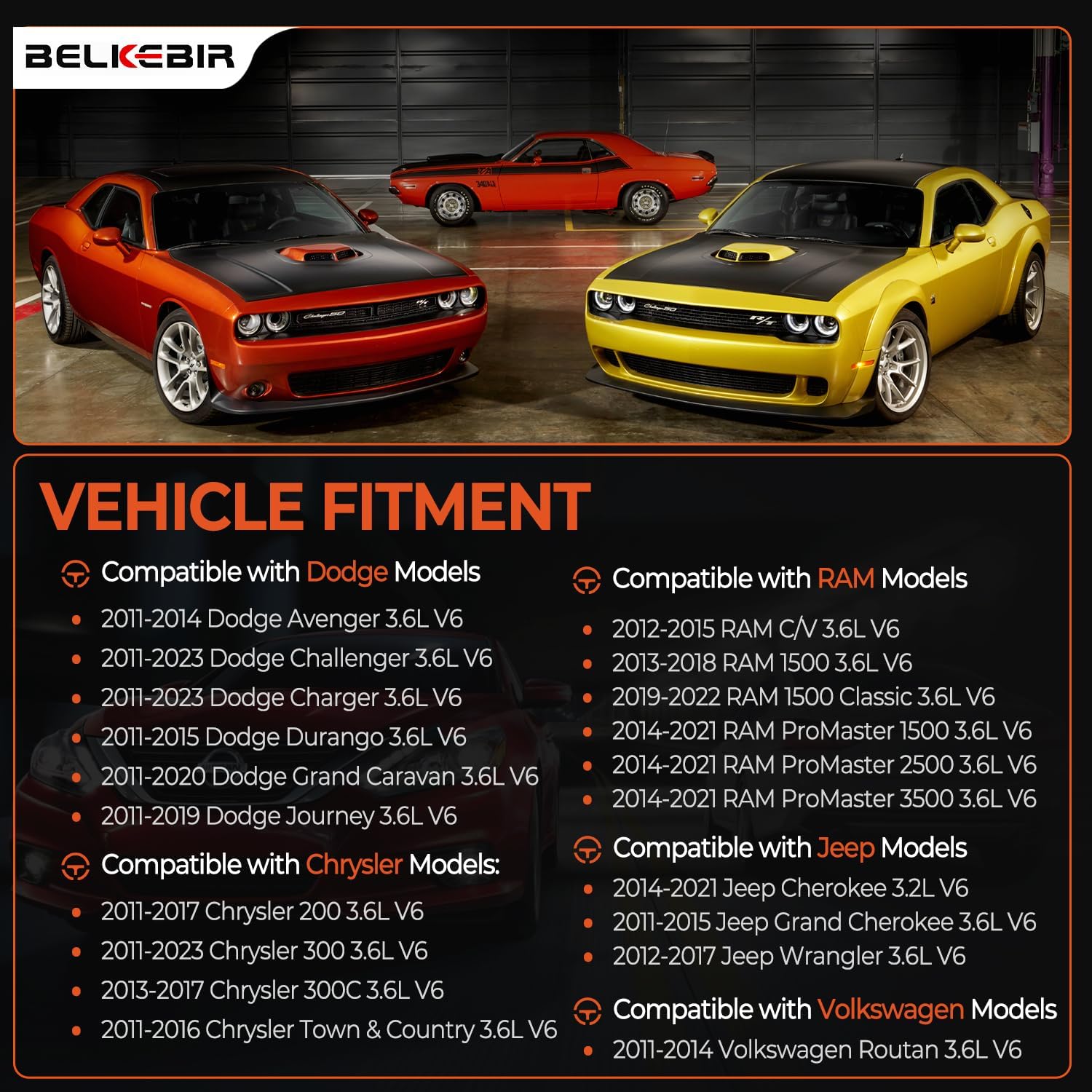 Set of 6 Ignition Coil Packs & Iridium Spark Plugs Compatible with Dodge Challenger Durango Journey Grand Caravan, Chrysler 200 300, Jeep Grand Cherokee Wrangler, RAM 1500 3.6L V6 Replace UF648 97390