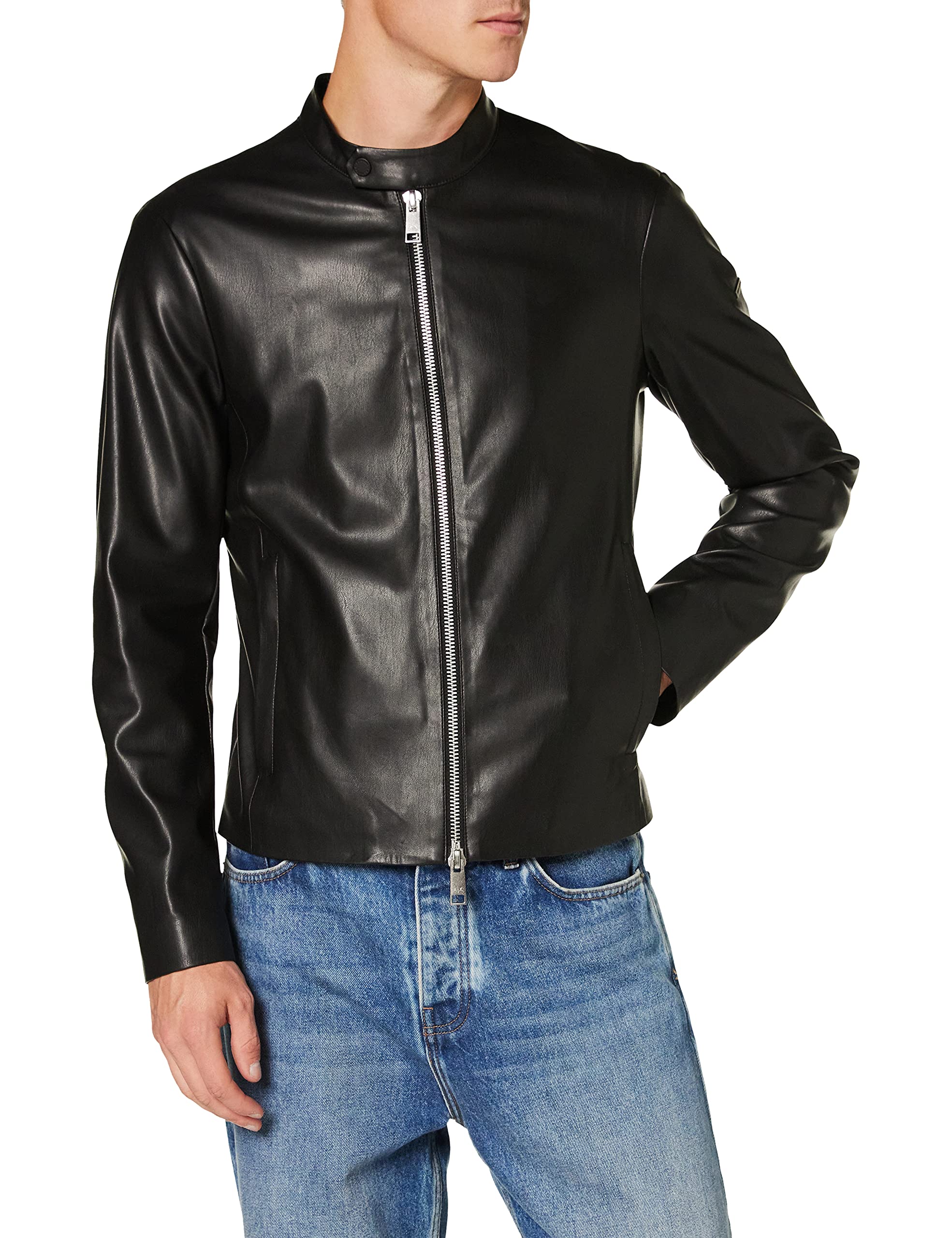 Armani Exchange Men's Eco-Leather Blouson Bomber Jacket, Black (Black 1200), XX-Large