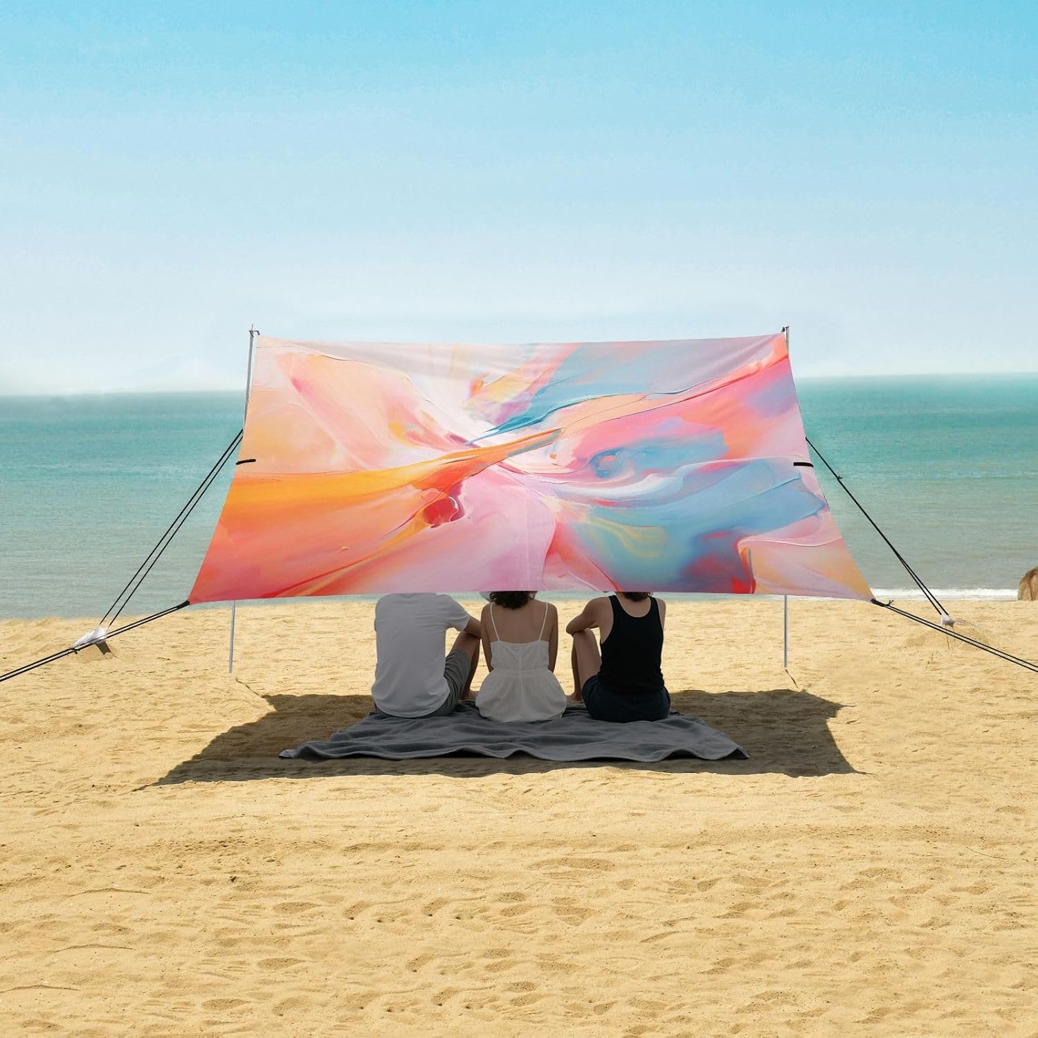 Pink Marble Camping Sun Shelter, Beach Tent Portable Beach Sun Shade Outdoor Canopy for Camping Trips Fishing Picnic