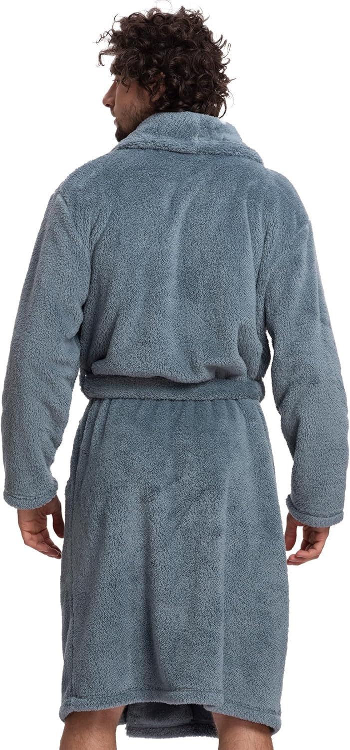 Mad Dog Mens Fleece Sherpa Robe for Men - Fluffy Bathrobe, Lightweight, Full Length Winter Robe, House Coat