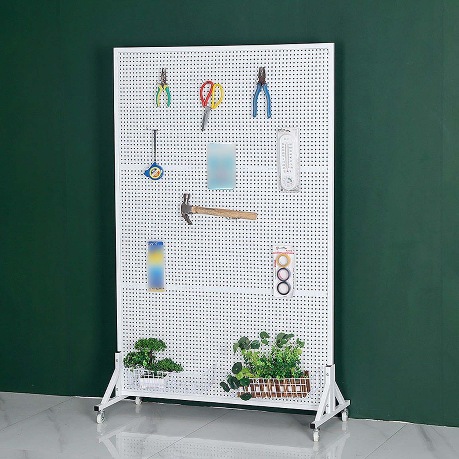 Pegboard Panels, Floor-standing Room Dividers, Retail Shopfitting Partition Screen, Home Store Storage Units, Tools Kitchenware Plant Accessories Display Rack, Organizer(Black,50x100CM) (White 50