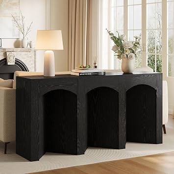 4ever2buy 59 Inch Console Table for Entryway, Arched Entryway Table, Black