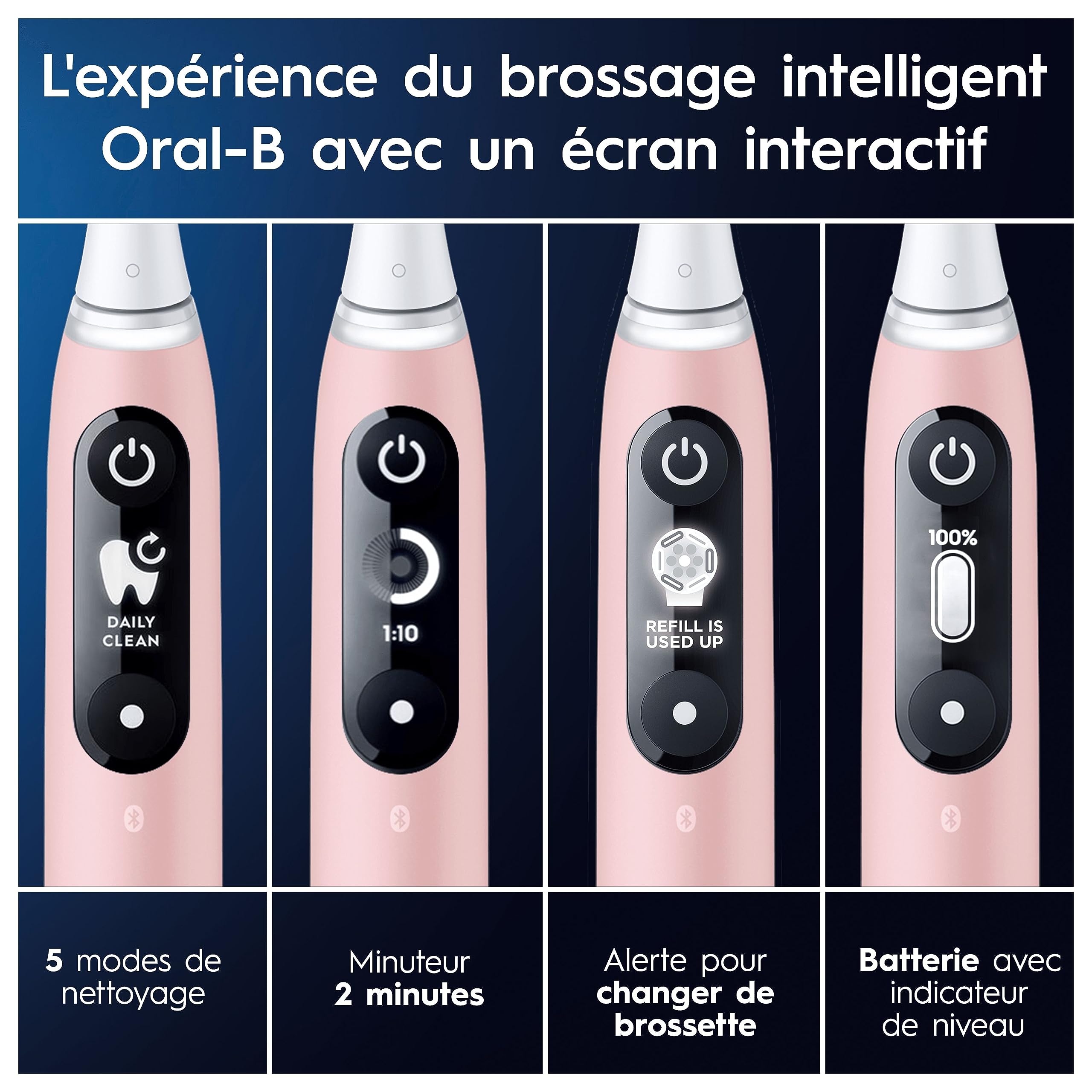 Oral-B iO Series 6N Elektrische Zahnbürste, Bluetooth, 5 Putzmodi, 2 Bürsten, 1 Reisetasche, Weiß/Rosa