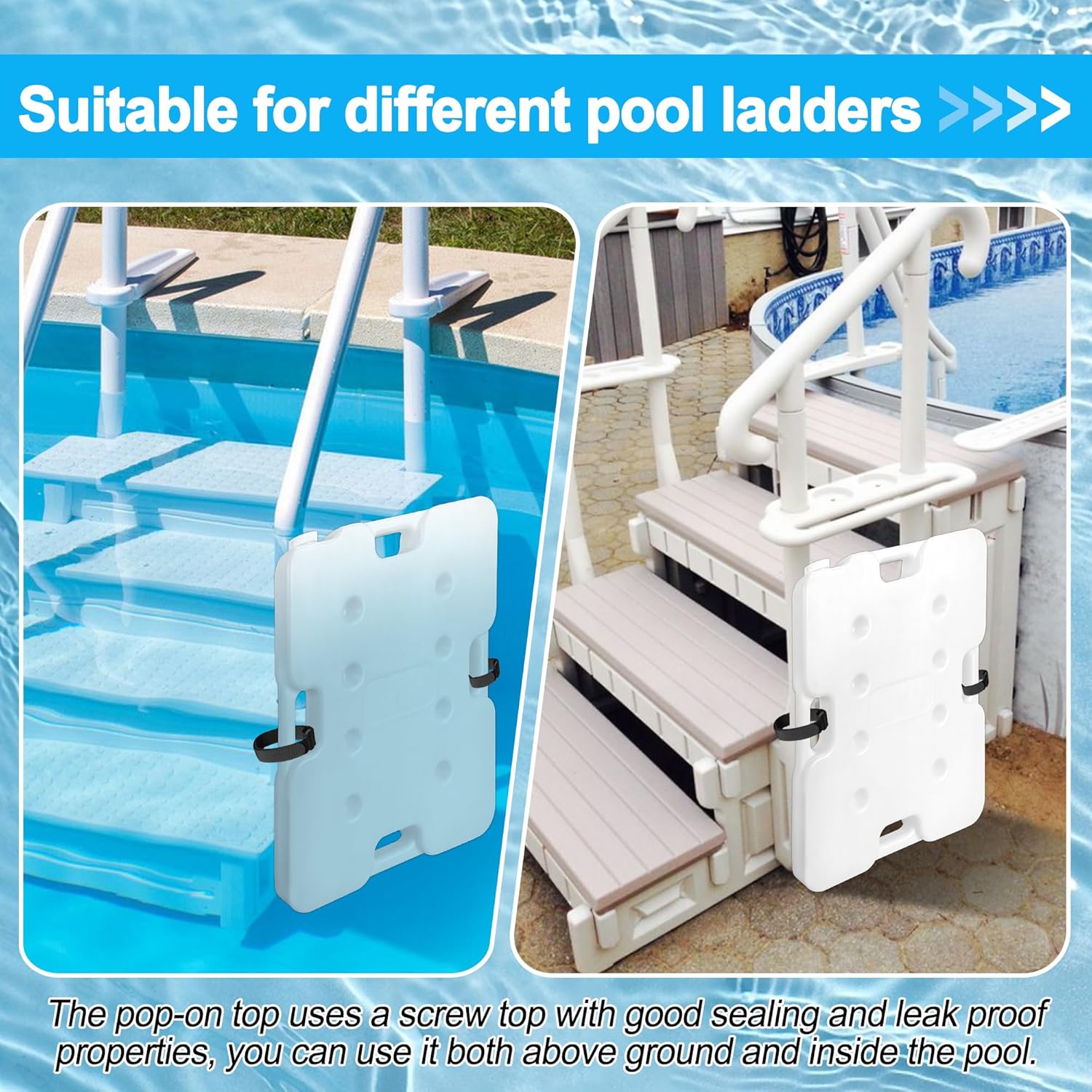 2 Pack 48lbs Heavy Duty Pool Ladder Weights, HDPE Waterproof Swimming Pool Ladder Weights for Steps, Pool Step Weights for Above & Underground Ground Pools (12.8" x 16.7")