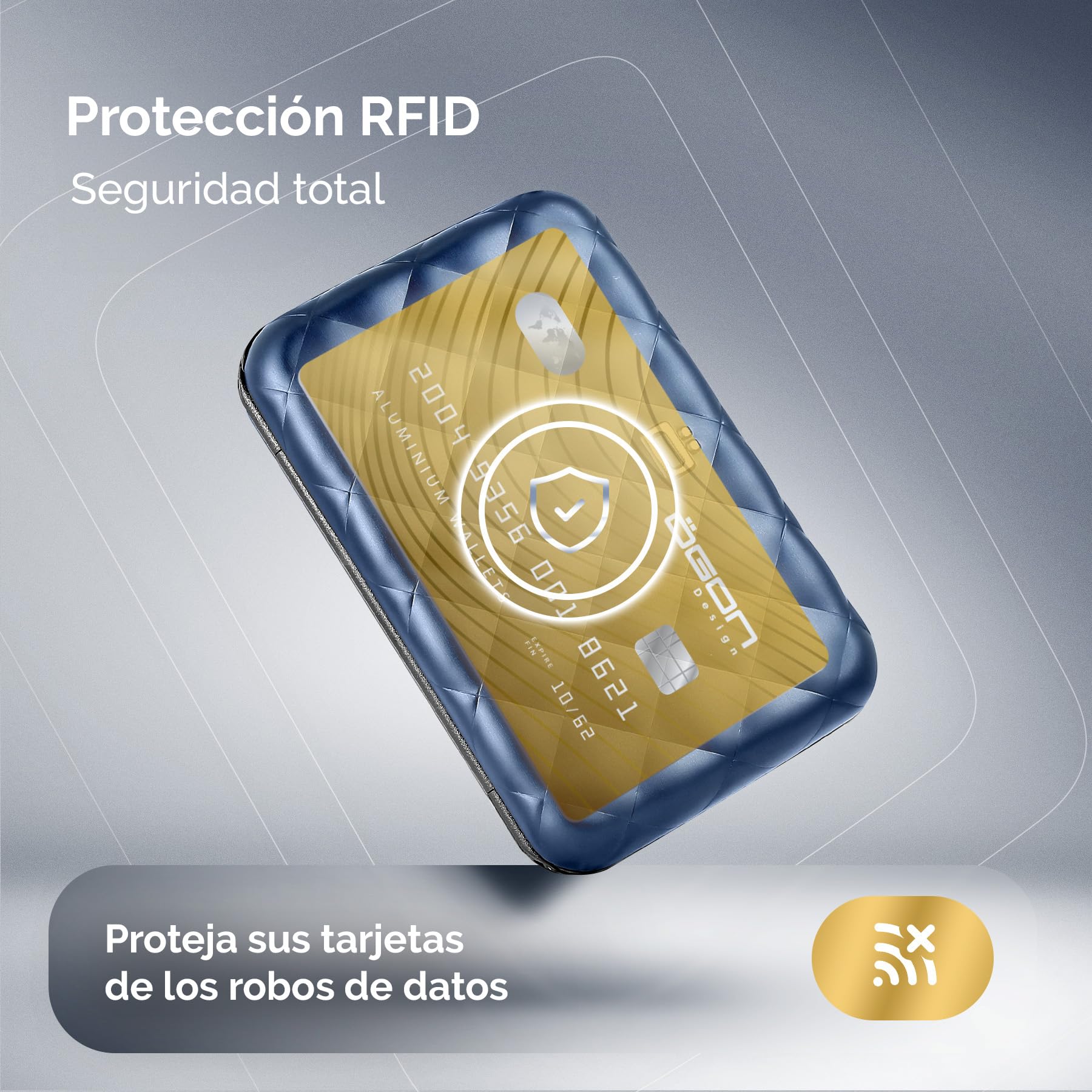 ÖGON -DESIGNS- Tarjetero para Mujer, de Aluminio rígido Acolchado, protección RFID contra el fraude y la desmagnetización, Cartera compacta, Modelo Lady Case Helsinki