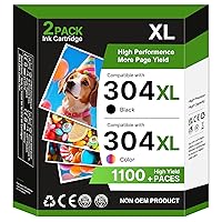 Glliter 304 XL 304XL Cartucce per HP 304 Nero d'inchiostro Rigenerato 304 Nero e Colore