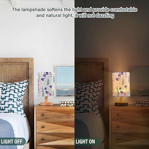 Miniatura 5 de FRODOTGV Table Lamps Table Top Lamps Cylinder Fieldflowers Herbs Table Lamps for Girls College Dorm