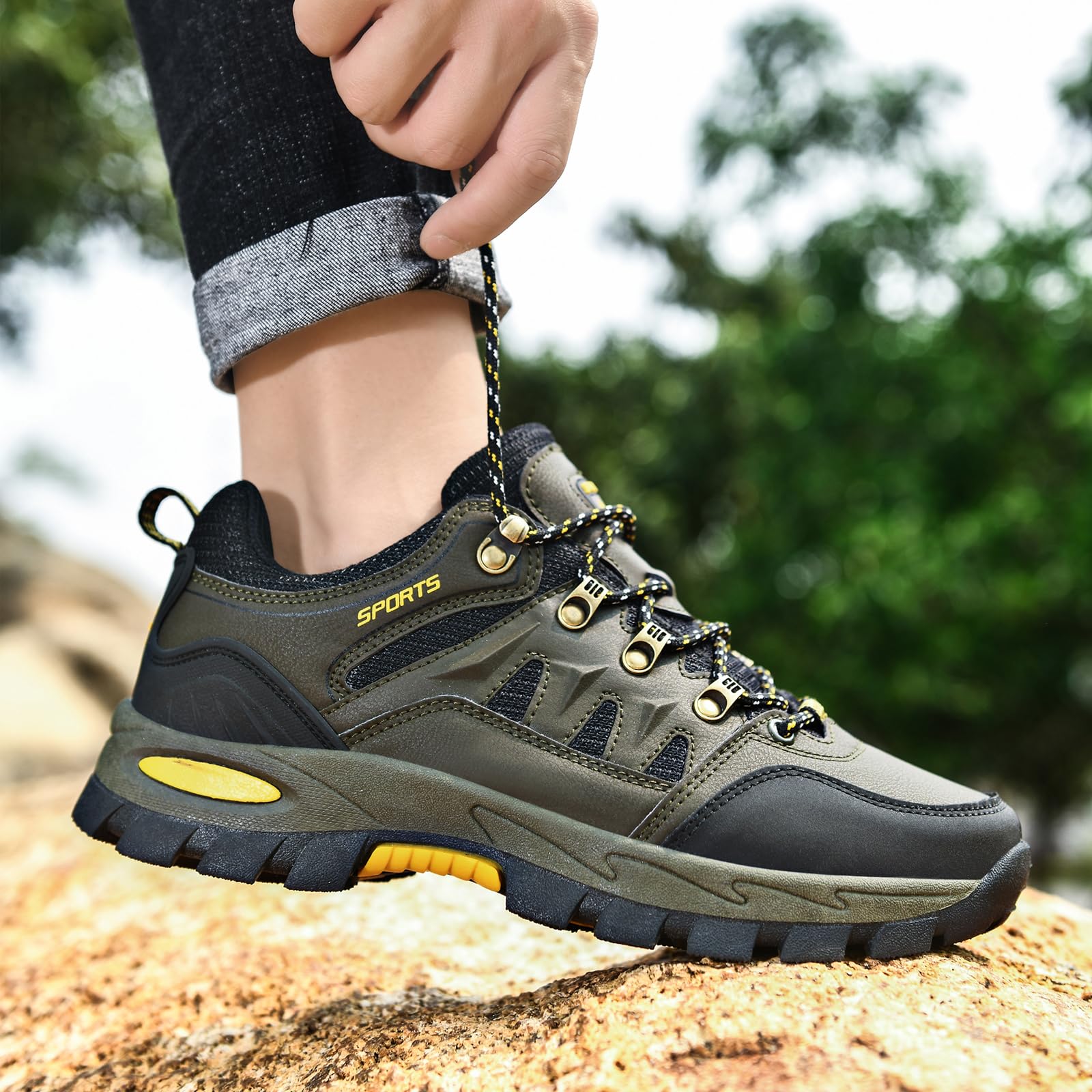 VTASQ Scarpe da Trekking Uomo Scarpe Montagna Antiscivolo Scarpe Escursionismo Ammortizzate Traspiranti Uomo Scarpe Ginnastica Camminata Stringate