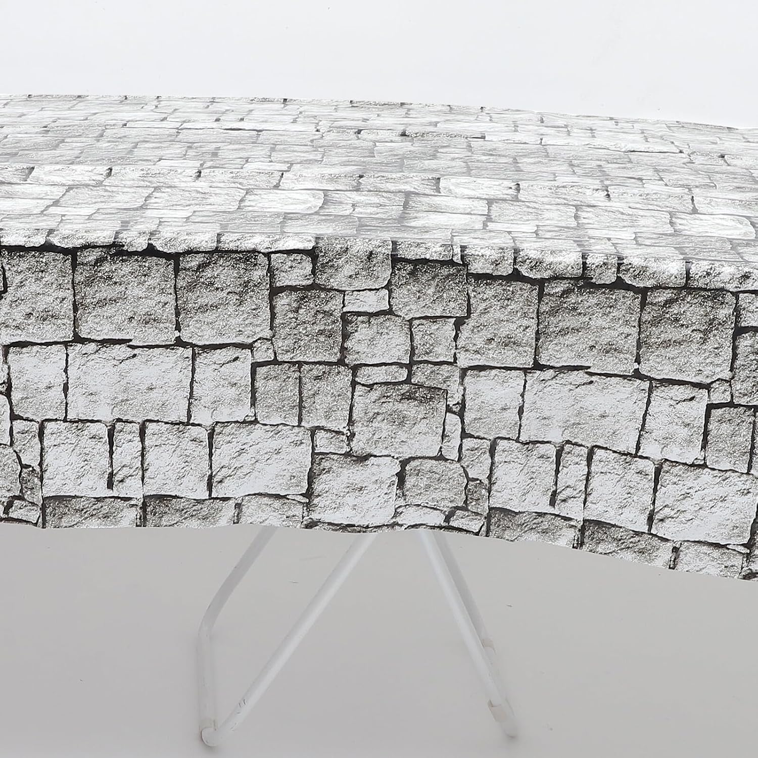 STAHAD Medieval Theme Tablecloth 4pcs Set 137x274cm Stone Brick Wall Pebble Pattern Plastic Tablecovers for Birthday Party Halloween Outdoor Indoor Decoration