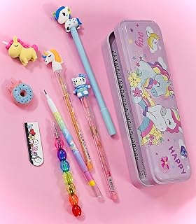 Le Delite Unicorn Pencil Box / Cute Stylish Stationary for Kindergarten,Nursery School Kids / Non Sharpening Pencils Set o... Price In India